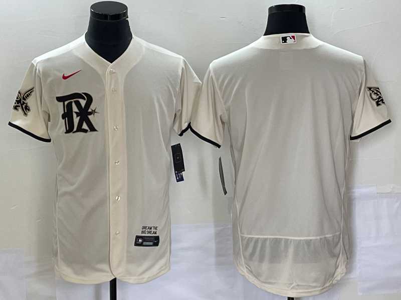 Mens Texas Rangers Blank Cream 2023 City Connect Flex Base Stitched Baseball Jersey